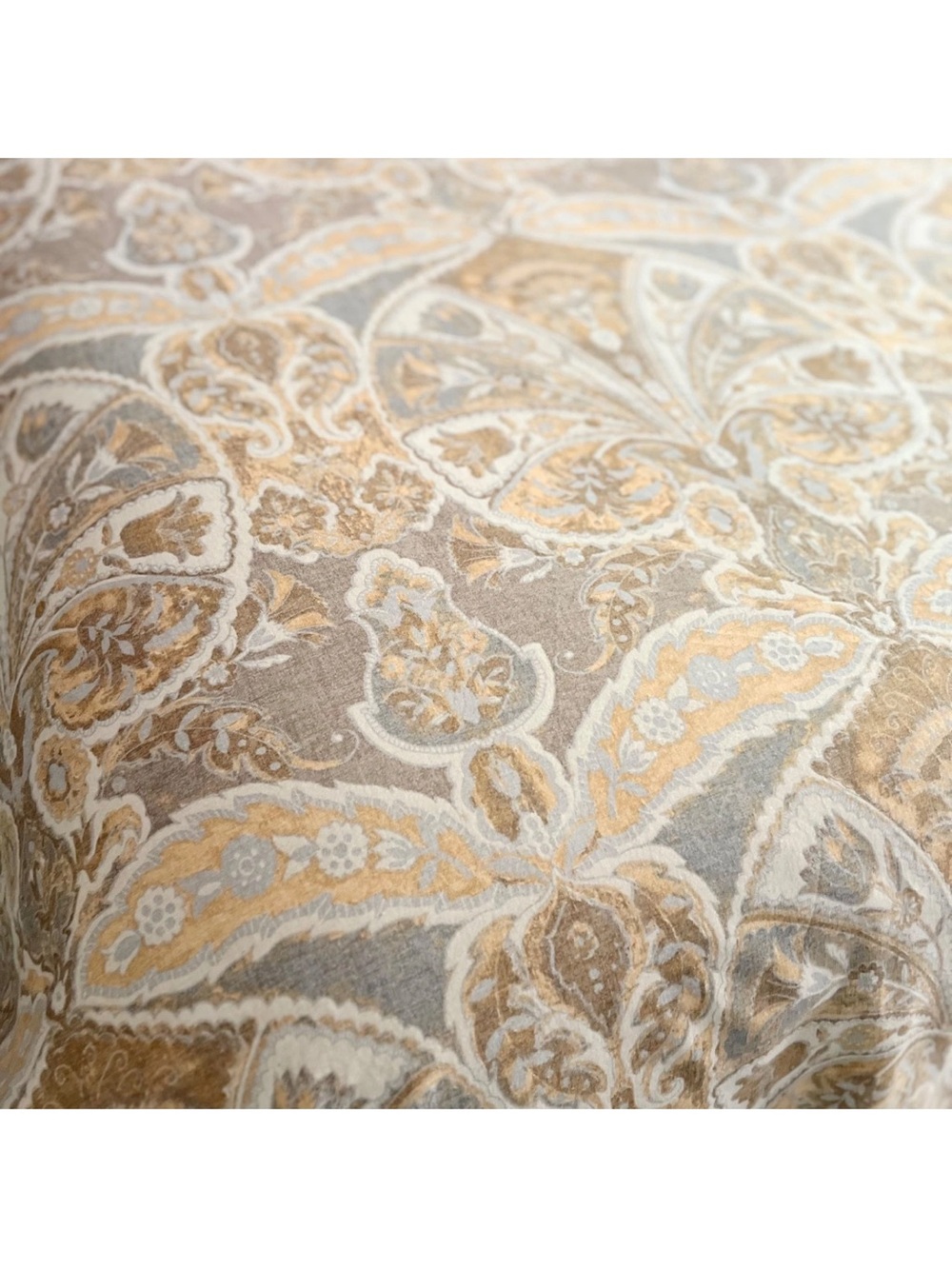 Pottery Barn Sabrine Medallion Floral Linen Blend KING Duvet Cover Tan Yellow PB